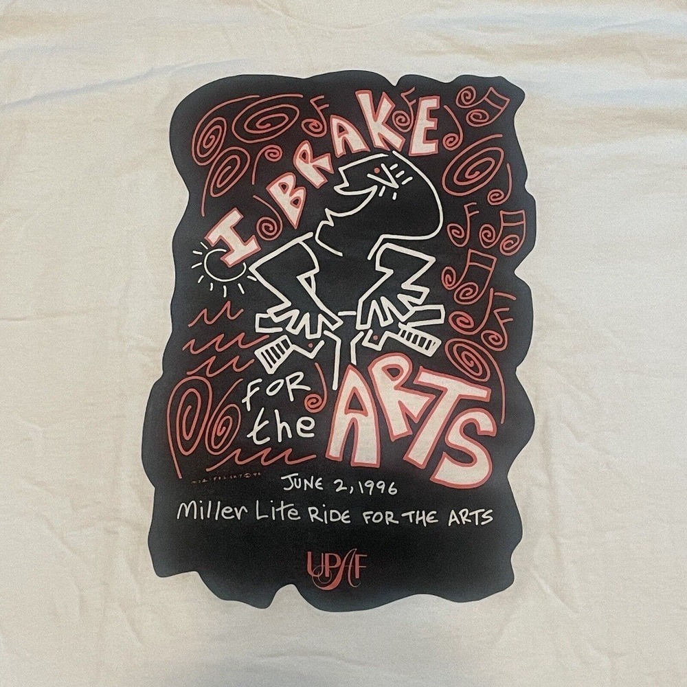FOTL / I Brake For Arts Vintage 1996 T Shirt Large Made in USA Single Stitch - Picture 2 of 9